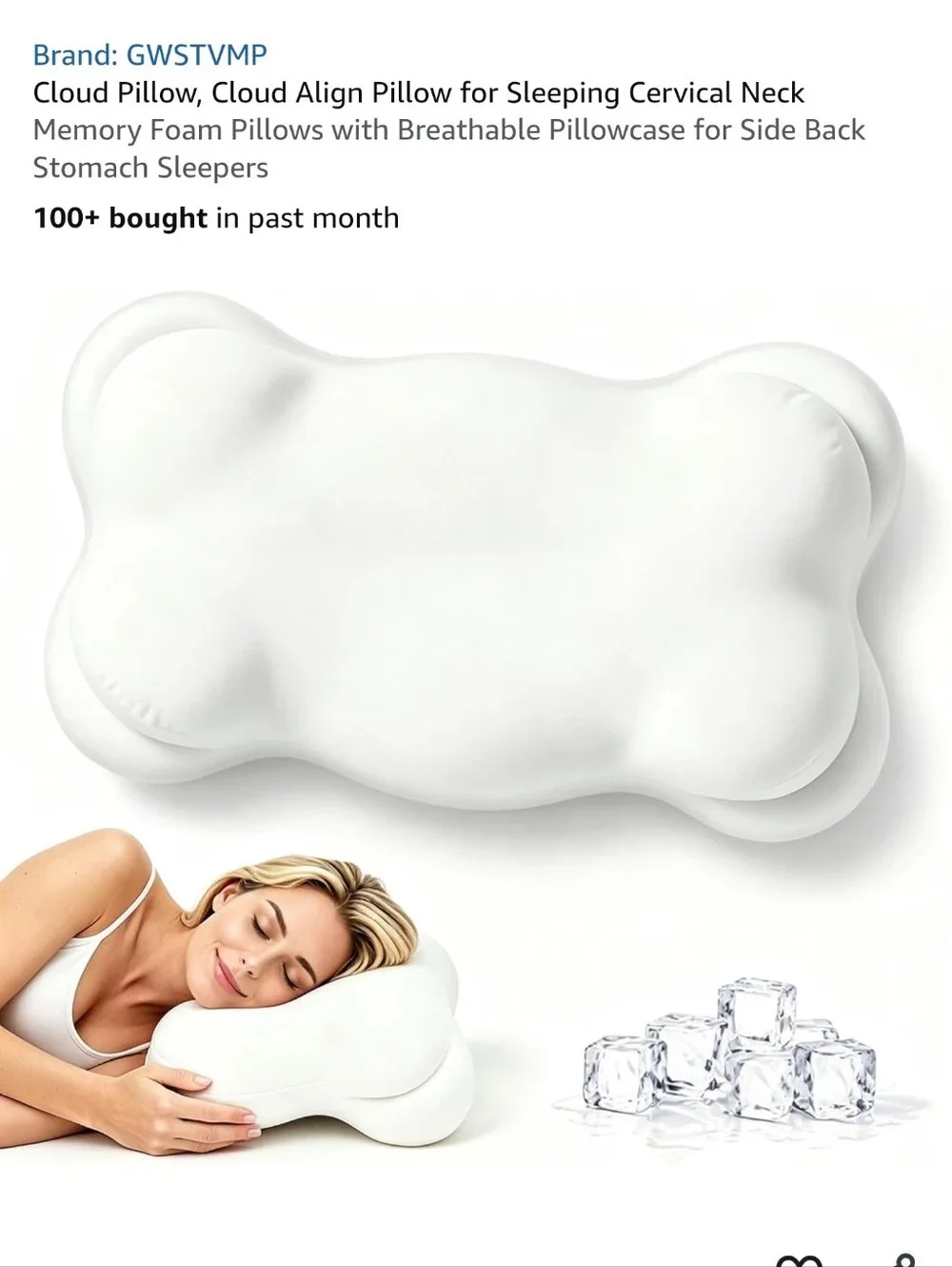 GWSTVMP White Cloud Neck Support Pillow - Memory Foam Cervical Pillow